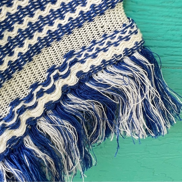 TORY BURCH TEXTURED WOVEN EMPIRE WAIST BOHO BLUE WHITE TUNIC TOP SIZE MEDIUM NWT - Picture 10 of 16